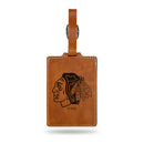 Chicago Blackhawks Laser Engraved Luggage Tag - Brown