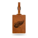 Detroit Red Wings Laser Engraved Luggage Tag - Brown