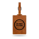 Detroit Pistons Laser Engraved Luggage Tag - Brown