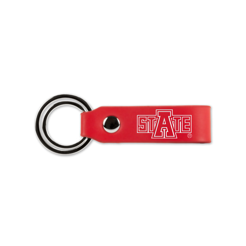 Arkansas State Laser Engraved Silicone Keychain Strap - Red