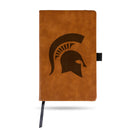 Michigan State Laser Engraved Brown Notepad With Elastic Band - Generic