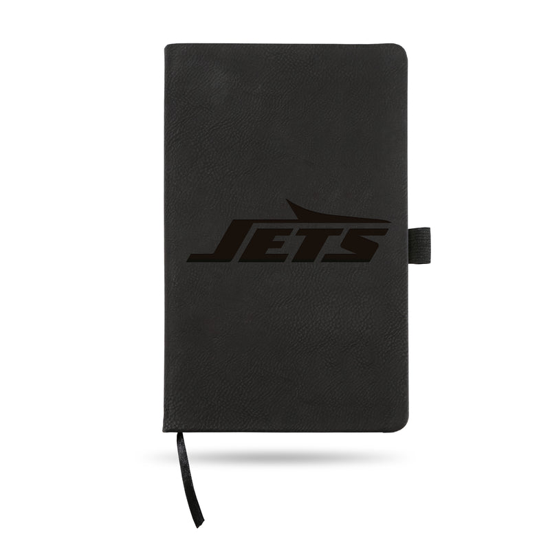 New York Jets Primary Logo Laser Engraved Black Notepad With Elastic Band - Generic