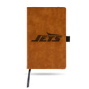 New York Jets Primary Logo Laser Engraved Brown Notepad With Elastic Band - Generic