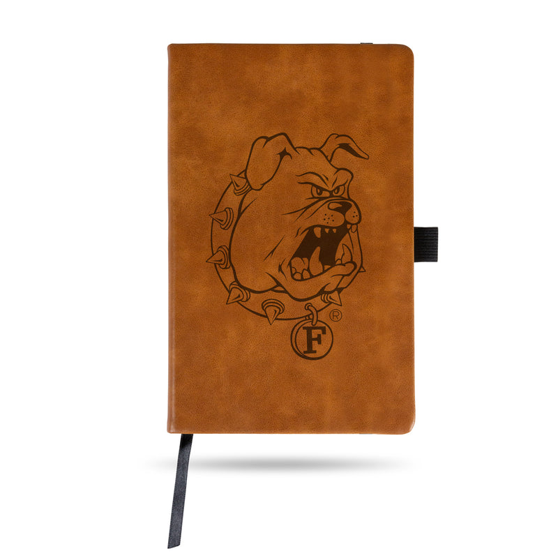 Ferris State Laser Engraved Brown Notepad With Elastic Band - Generic