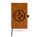 Steelers Laser Engraved Brown Notepad With Elastic Band - Generic