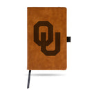 Oklahoma University Laser Engraved Brown Notepad With Elastic Band - Generic