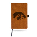 Iowa University Laser Engraved Brown Notepad With Elastic Band - Generic