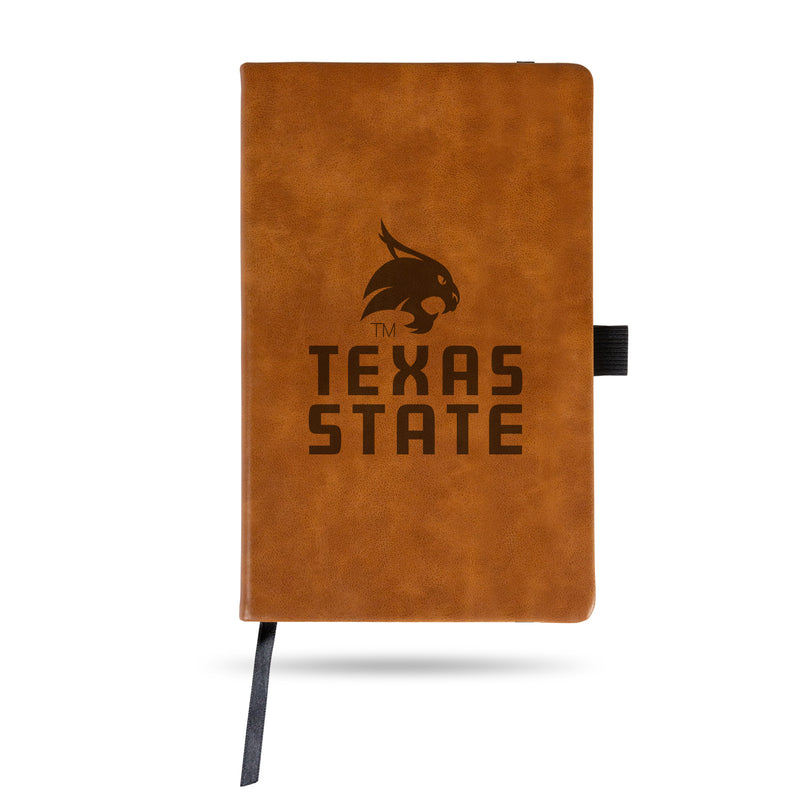 Texas State Laser Engraved Brown Notepad With Elastic Band - Generic