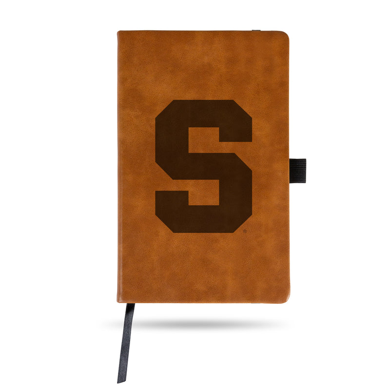 Syracuse University Laser Engraved Brown Notepad With Elastic Band - Generic