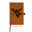 West Virginia University Laser Engraved Brown Notepad With Elastic Band - Generic