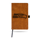 Seahawks Laser Engraved Brown Notepad With Elastic Band - Generic
