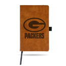 Packers Laser Engraved Brown Notepad With Elastic Band - Generic