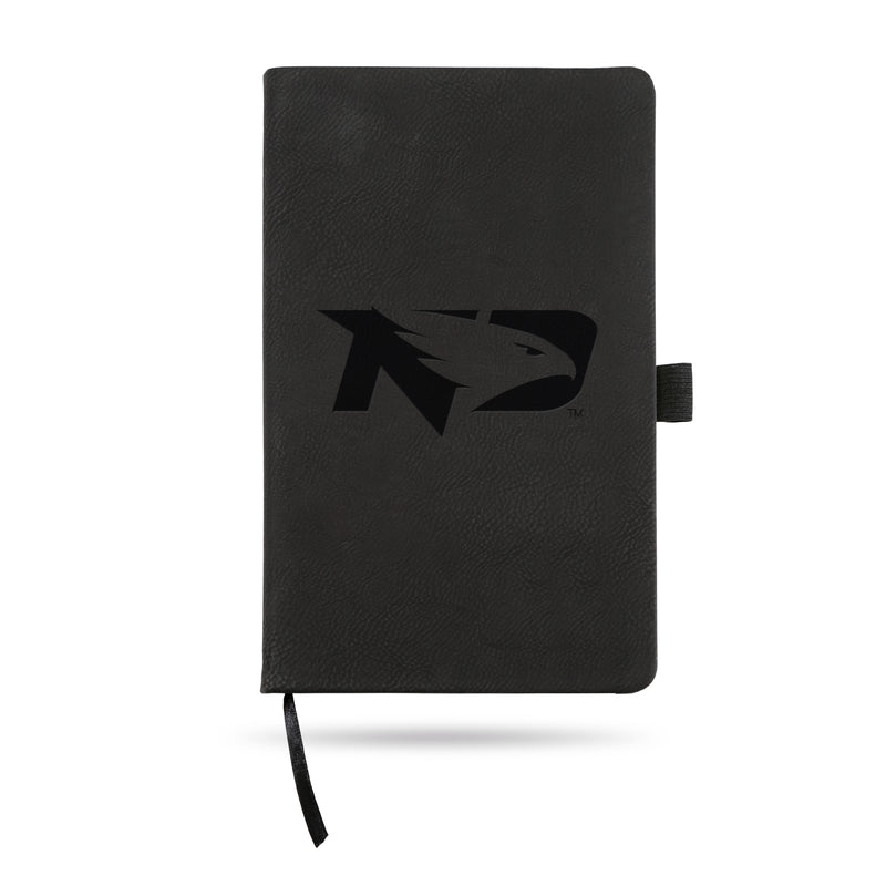 North Dakota University Team Color Laser Engraved Notepad W/ Elastic Band - Black