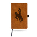 Wyoming University Laser Engraved Brown Notepad With Elastic Band - Generic