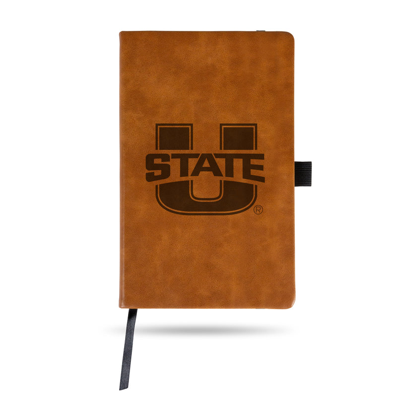 Utah State University Laser Engraved Brown Notepad With Elastic Band - Generic