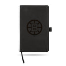Bruins Team Color Laser Engraved Notepad W/ Elastic Band - Black