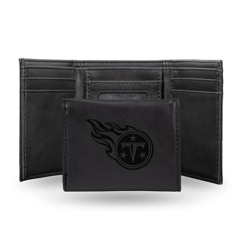 NFL Tennessee Titans Laser Engraved Black Tri-Fold Wallet - Men's Accessory By Rico Industries