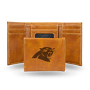 NFL Carolina Panthers Laser Engraved Brown Tri-Fold Wallet - Men's Accessory By Rico Industries
