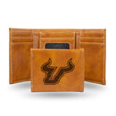 South Florida Laser Engraved Brown Trifold Wallet