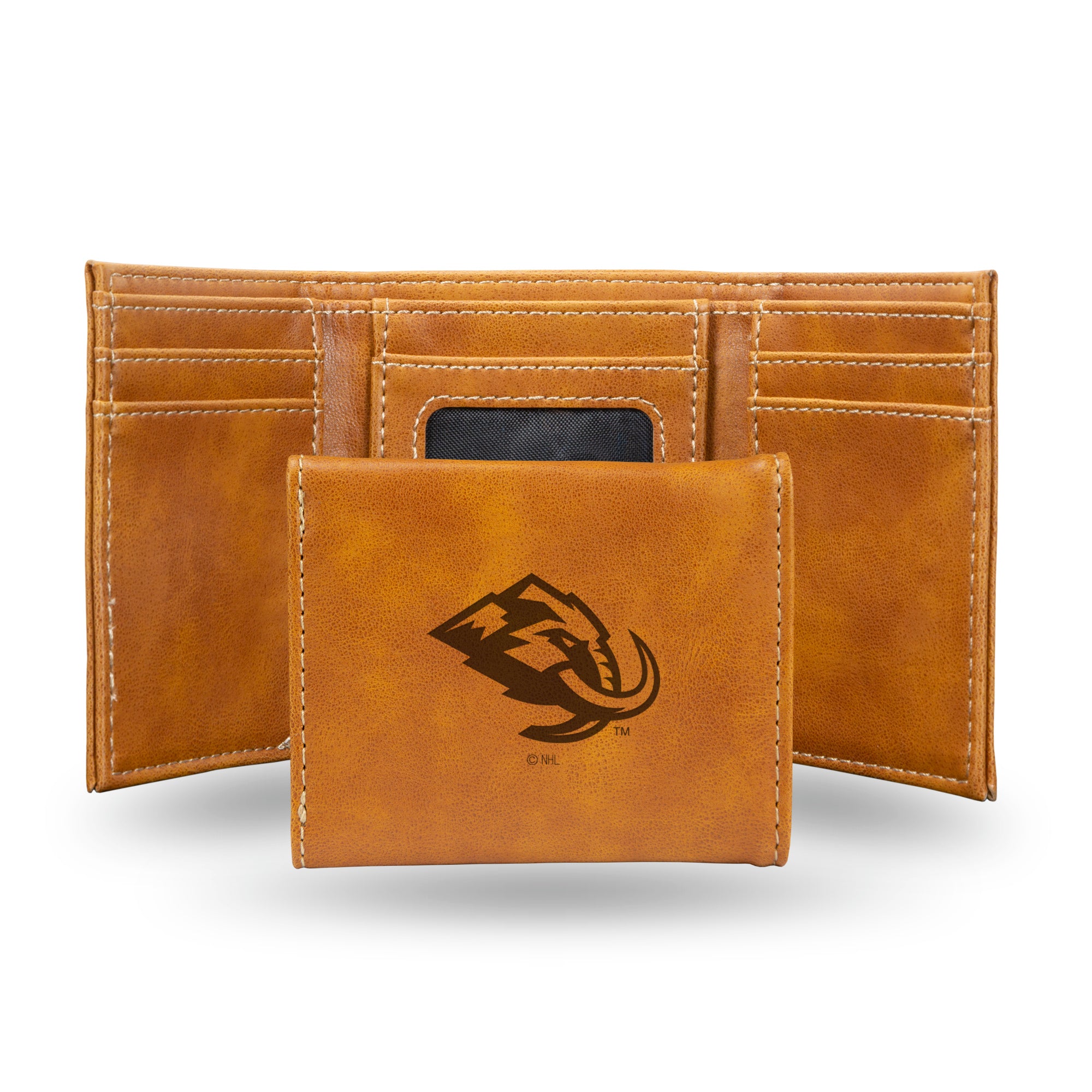 Utah Mammoth Laser Engraved Trifold Wallet - Brown