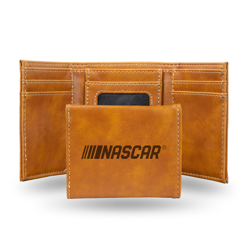 Nascar Laser Engraved Trifold Wallet - Brown