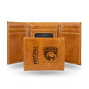 Florida Panthers Custom Laser Engraved Trifold Wallet - Brown
