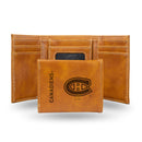 Montreal Canadiens Custom Laser Engraved Trifold Wallet - Brown