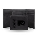 Philadelphia Flyers Custom Laser Engraved Trifold Wallet - Black