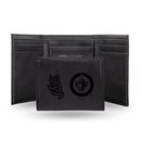 Winnipeg Jets Custom Laser Engraved Trifold Wallet - Black