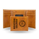 Boston Celtics Custom Laser Engraved Trifold Wallet - Brown