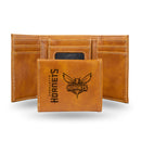 Charlotte Hornets Custom Laser Engraved Trifold Wallet - Brown