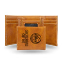 Dallas Mavericks Custom Laser Engraved Trifold Wallet - Brown