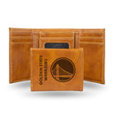 Golden State Warriors Custom Laser Engraved Trifold Wallet - Brown