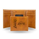 Los Angeles Lakers Custom Laser Engraved Trifold Wallet - Brown