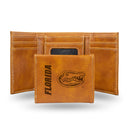 Florida Gators Custom Laser Engraved Trifold Wallet - Brown
