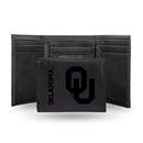 Oklahoma Sooners Custom Laser Engraved Trifold Wallet - Black