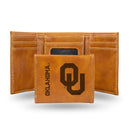 Oklahoma Sooners Custom Laser Engraved Trifold Wallet - Brown
