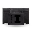 Illinois Fighting Illini Custom Laser Engraved Trifold Wallet - Black