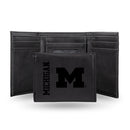 Michigan Wolverines Custom Laser Engraved Trifold Wallet - Black