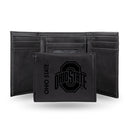 Ohio State Buckeyes Custom Laser Engraved Trifold Wallet - Black