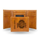 Ohio State Buckeyes Custom Laser Engraved Trifold Wallet - Brown