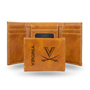 Virginia Cavaliers Custom Laser Engraved Trifold Wallet - Brown