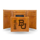 Baylor Bears Custom Laser Engraved Trifold Wallet - Brown