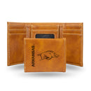Arkansas Razorbacks Custom Laser Engraved Trifold Wallet - Brown