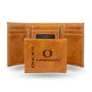 Oregon Ducks Custom Laser Engraved Trifold Wallet - Brown