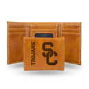 University Of Southern California Custom Laser Engraved Trifold Wallet - Brown