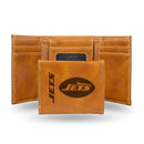 New York Jets Logo and Wordmark Brown Trifold Wallet