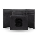 NCAA N.Carolina State Wolfpack Laser Engraved Black Tri-Fold Wallet - Men's Accessory By Rico Industries