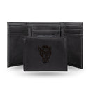 North Carolina State Primary Wolf Head Logo Laser Engraved Black Trifold Wallet