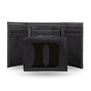 Duke Blue Devils Laser Engraved Black Trifold Wallet